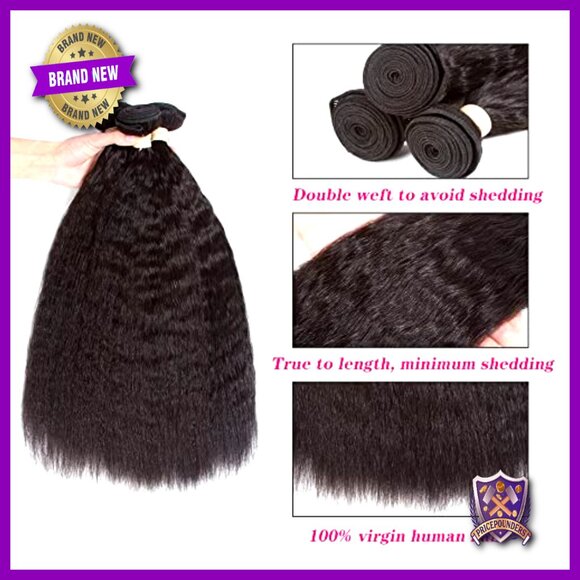 26 28 30 Inch Kinky Straight Human Hair Bundles 3pcs Virgin Hair main image 6